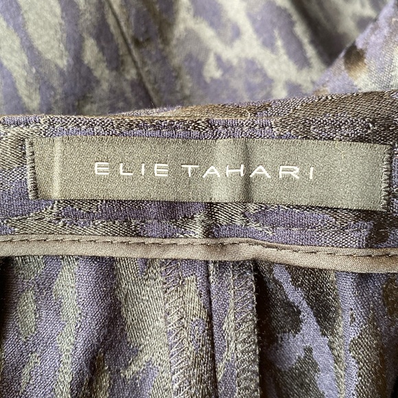 NWOT Elie Tahari Blue on Black fabric, 💯% leather trim, measurements in photos - Picture 4 of 15